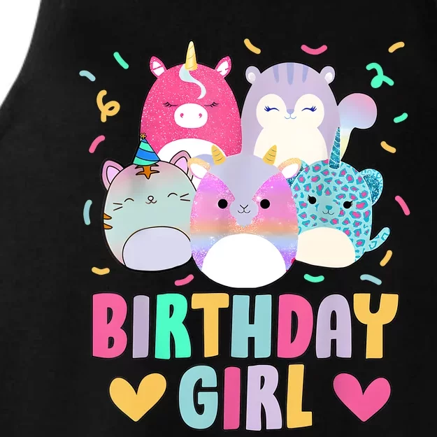 Happy Birthday Girl Squish Squad Mallow Cute Ladies Tri-Blend Wicking Tank