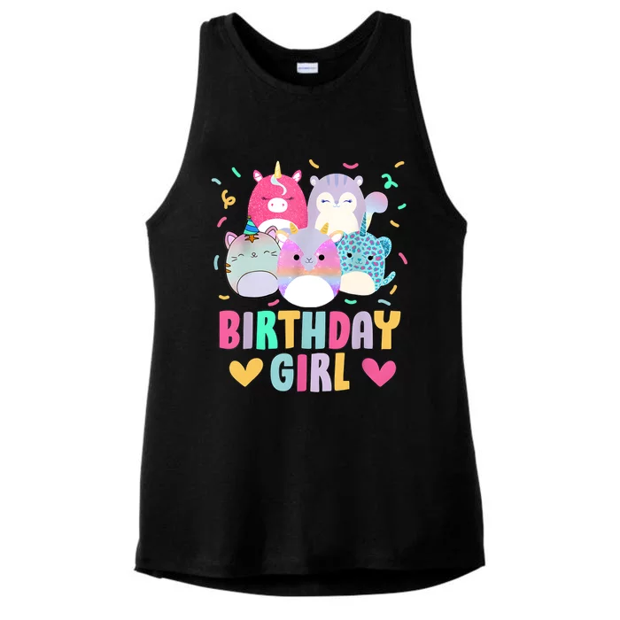 Happy Birthday Girl Squish Squad Mallow Cute Ladies Tri-Blend Wicking Tank