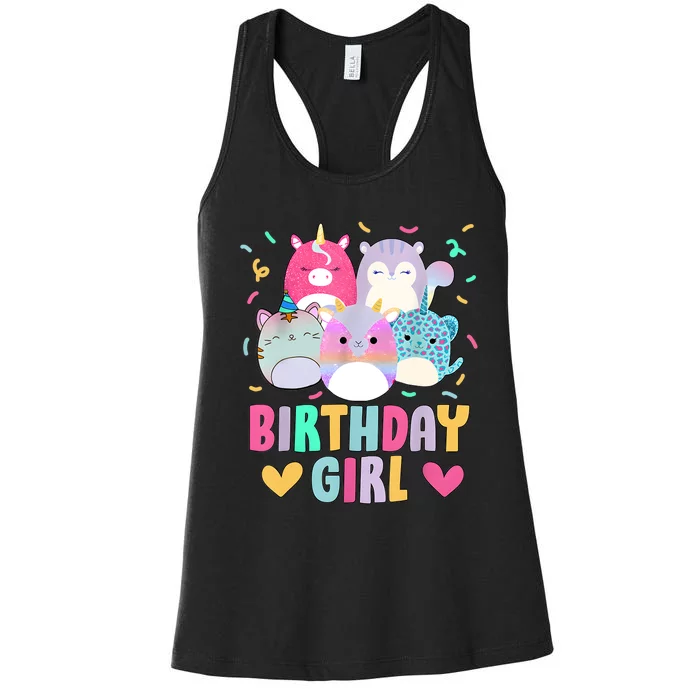 Happy Birthday Girl Squish Squad Mallow Cute Women's Racerback Tank