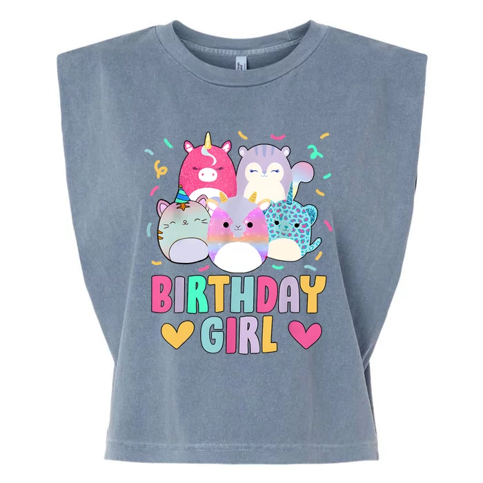 Happy Birthday Girl Squish Squad Mallow Cute Garment-Dyed Women's Muscle Tee