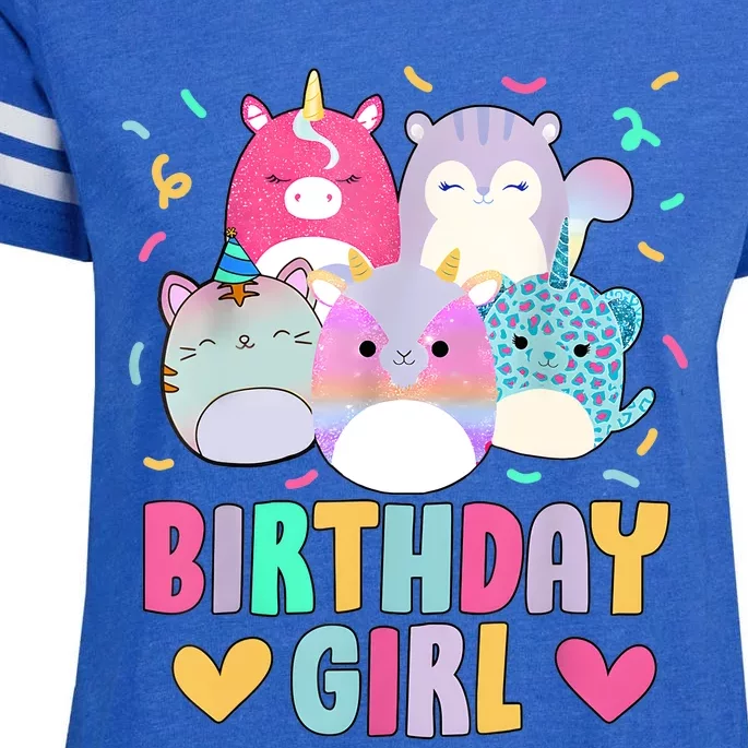 Happy Birthday Girl Squish Squad Mallow Cute Enza Ladies Jersey Football T-Shirt