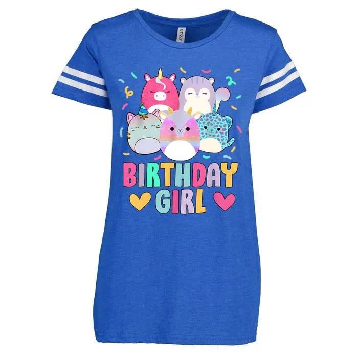 Happy Birthday Girl Squish Squad Mallow Cute Enza Ladies Jersey Football T-Shirt