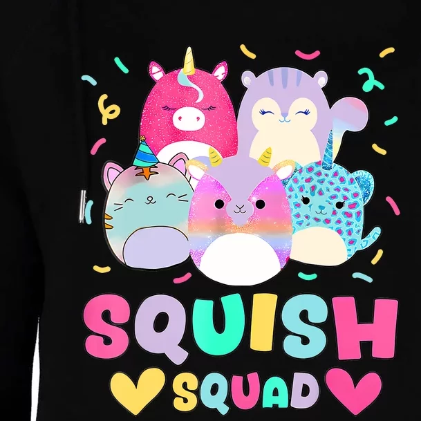 Happy Birthday Girl Squish Squad Mallow Womens Funnel Neck Pullover Hood