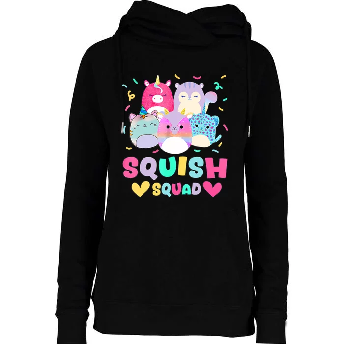 Happy Birthday Girl Squish Squad Mallow Womens Funnel Neck Pullover Hood