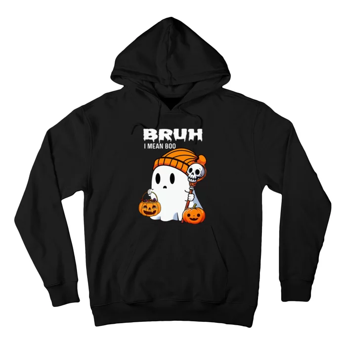 Halloween Bruh Ghost Boo Skull Pumpkin Hoodie