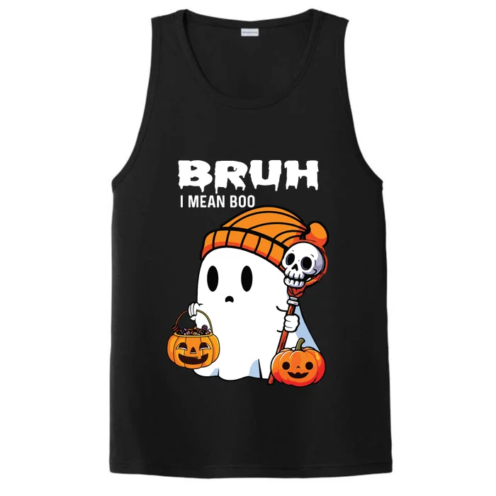 Halloween Bruh Ghost Boo Skull Pumpkin Performance Tank