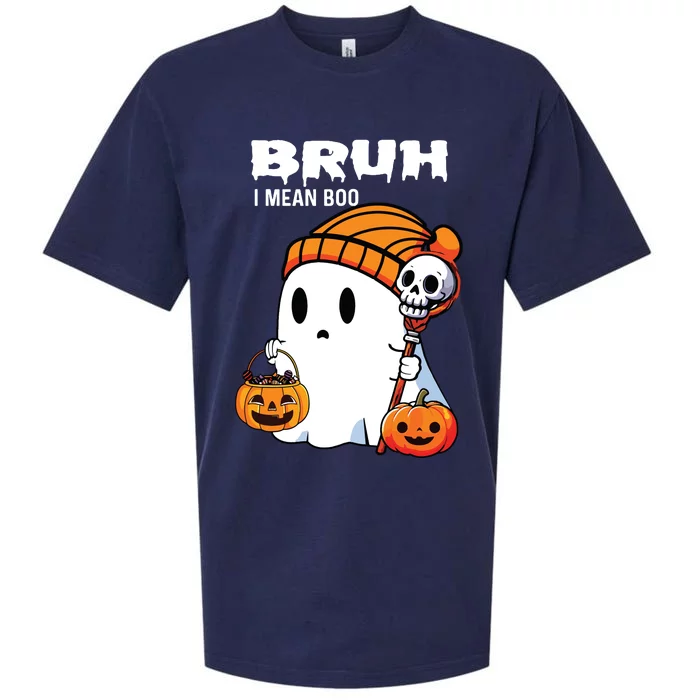 Halloween Bruh Ghost Boo Skull Pumpkin Sueded Cloud Jersey T-Shirt