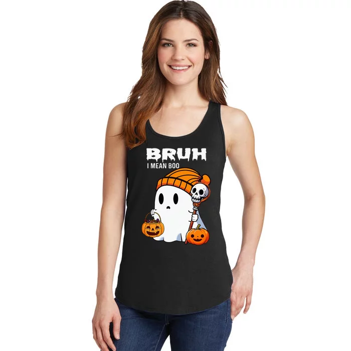 Halloween Bruh Ghost Boo Skull Pumpkin Ladies Essential Tank