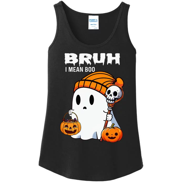 Halloween Bruh Ghost Boo Skull Pumpkin Ladies Essential Tank