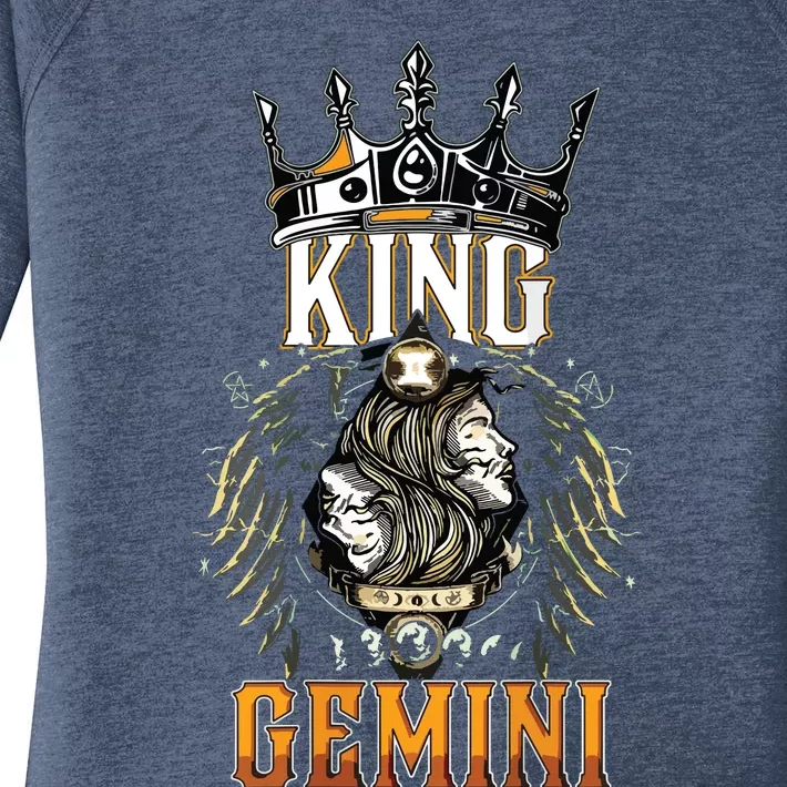 Happy Birthday Gemini King Black King Zodiac Birthday Women's Perfect Tri Tunic Long Sleeve Shirt