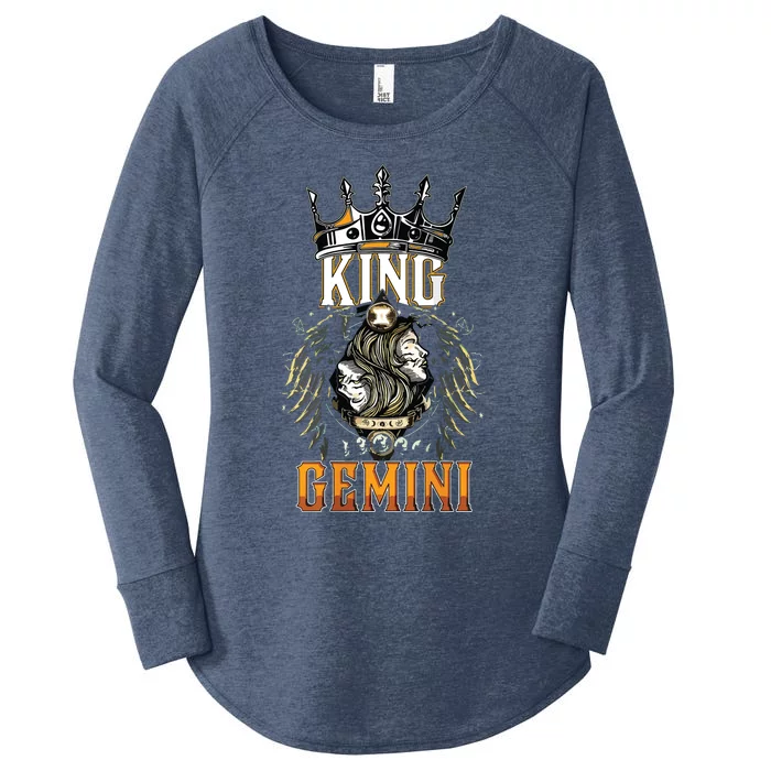 Happy Birthday Gemini King Black King Zodiac Birthday Women's Perfect Tri Tunic Long Sleeve Shirt