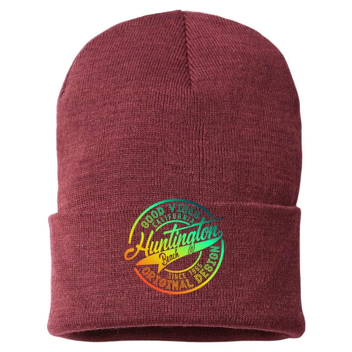 Huntington Beach Good Vibes Original Design Sustainable Knit Beanie