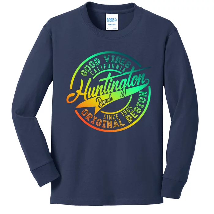 Huntington Beach Good Vibes Original Design Kids Long Sleeve Shirt