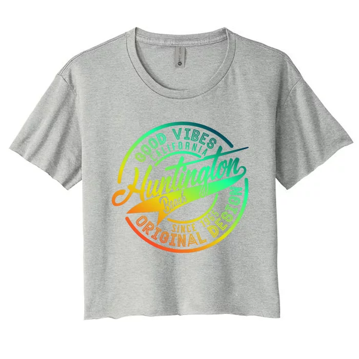 Huntington Beach Good Vibes Original Design Women's Crop Top Tee