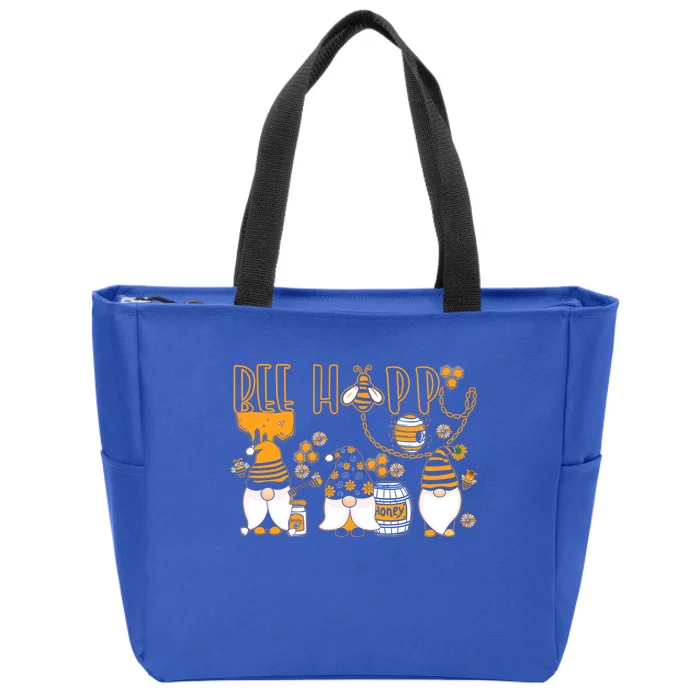 Happy Bee Gnome Honey Lover Beekeeping Gift Zip Tote Bag