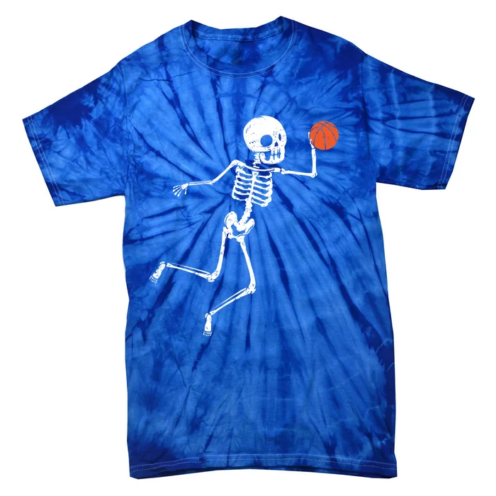 Halloween Basketball Game Scary Skeleton Halloween Lover Gift Tie-Dye T-Shirt