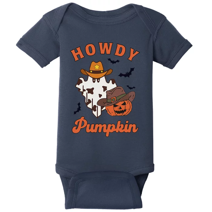 Howdy Boo Ghost Skeleton Skull Halloween Lighting Baby Bodysuit