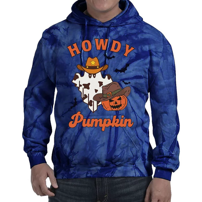 Howdy Boo Ghost Skeleton Skull Halloween Lighting Tie Dye Hoodie