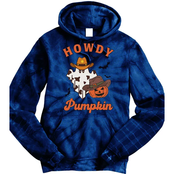 Howdy Boo Ghost Skeleton Skull Halloween Lighting Tie Dye Hoodie