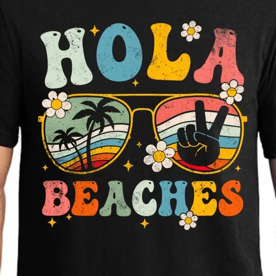 Hola Beaches Groovy Retro Funny Beach Vacation Summer Pajama Set