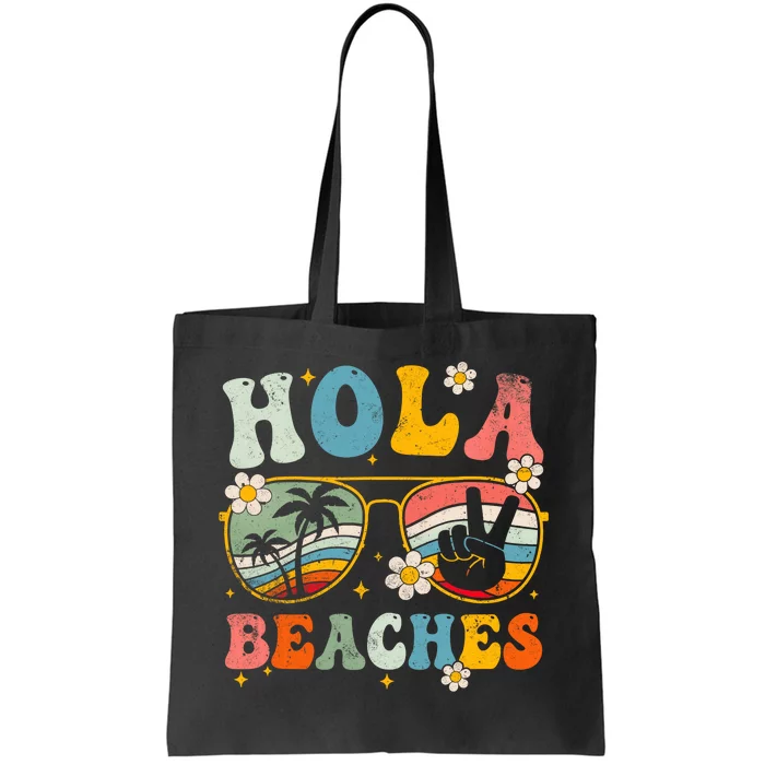 Hola Beaches Groovy Retro Funny Beach Vacation Summer Tote Bag