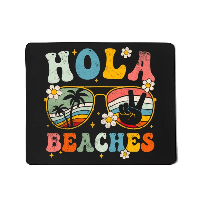 Hola Beaches Groovy Retro Funny Beach Vacation Summer Mousepad