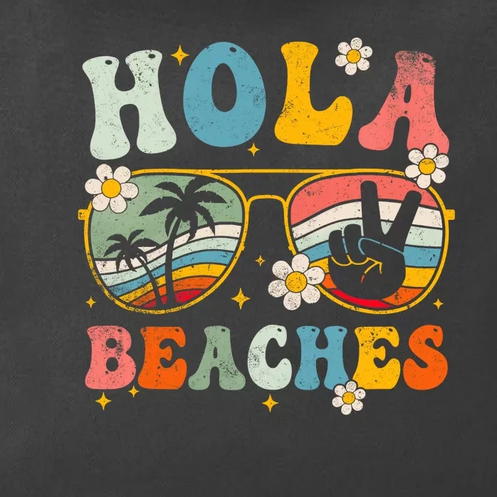 Hola Beaches Groovy Retro Funny Beach Vacation Summer Zip Tote Bag