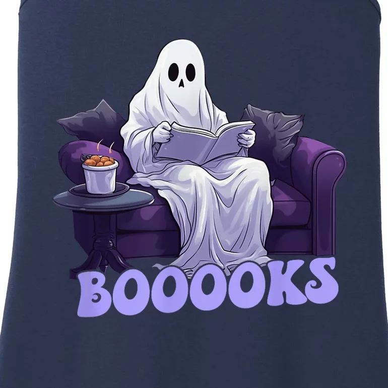 Halloween Boooks Ghost Reading Book Sofa Book Worm  Wo Ladies Essential Tank