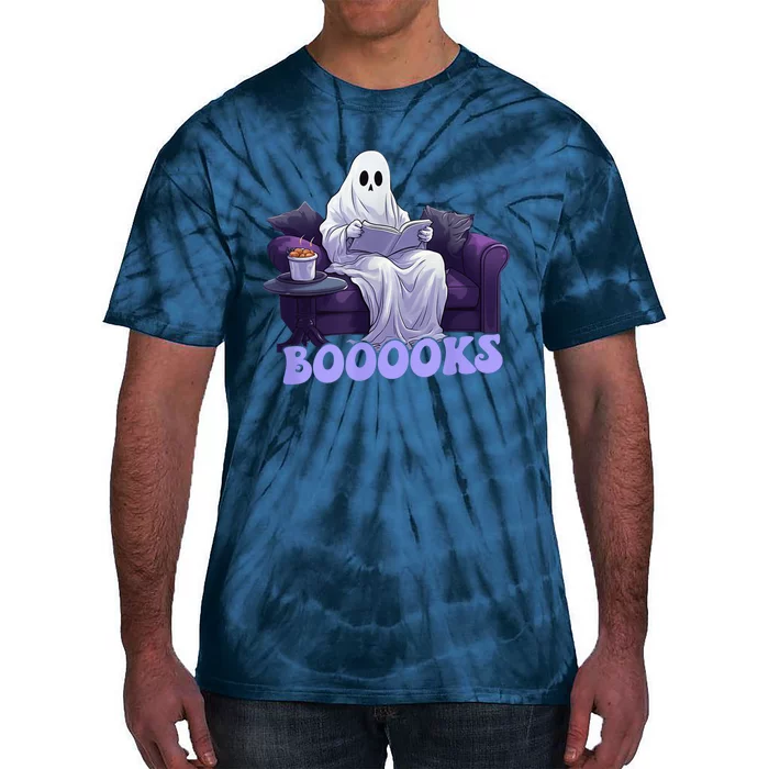 Halloween Boooks Ghost Reading Book Sofa Book Worm  Wo Tie-Dye T-Shirt