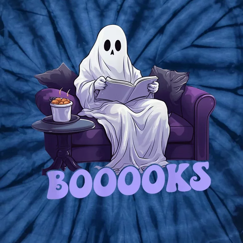 Halloween Boooks Ghost Reading Book Sofa Book Worm  Wo Tie-Dye T-Shirt