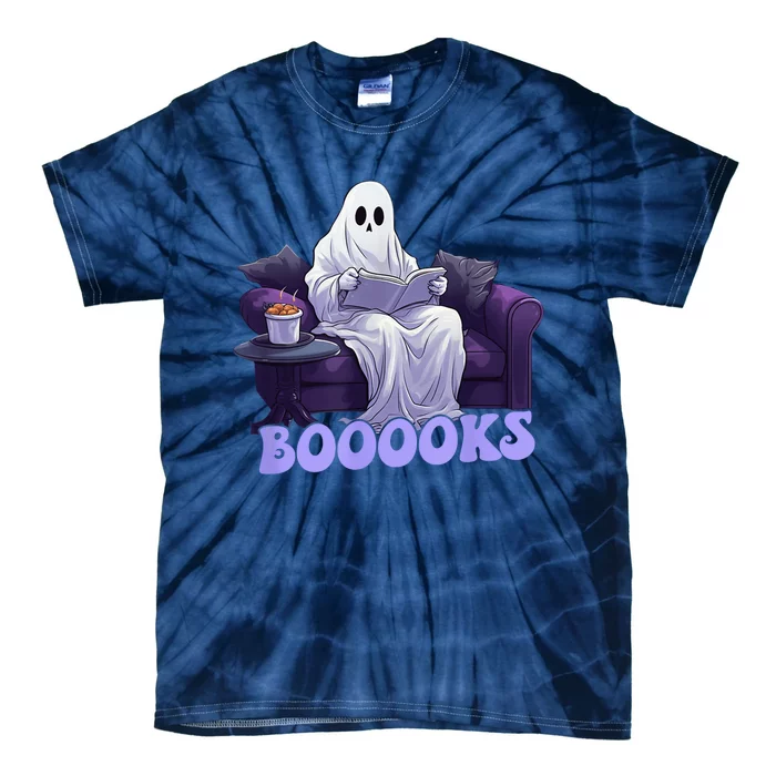 Halloween Boooks Ghost Reading Book Sofa Book Worm  Wo Tie-Dye T-Shirt