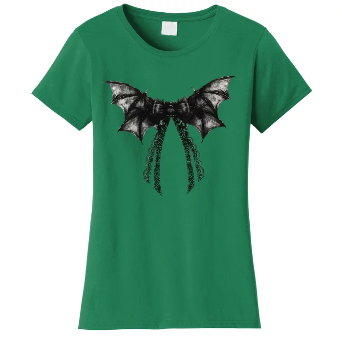 Halloween Bat Gothic Coquette Bow Retro Halloween Women's T-Shirt