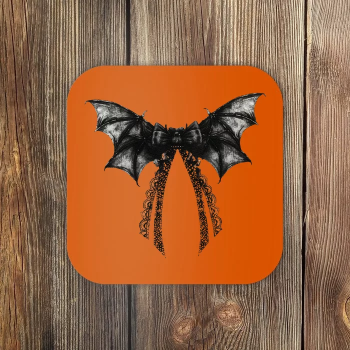 Halloween Bat Gothic Coquette Bow Retro Halloween Coaster