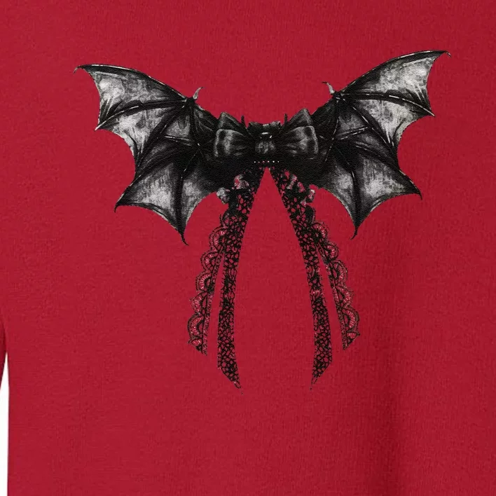 Halloween Bat Gothic Coquette Bow Retro Halloween Toddler Sweatshirt