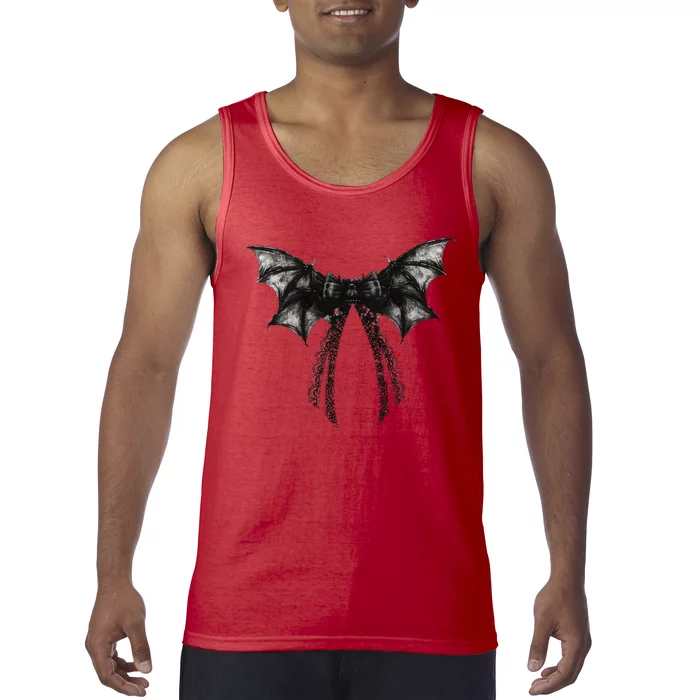 Halloween Bat Gothic Coquette Bow Retro Halloween Tank Top