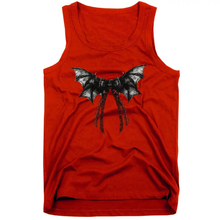 Halloween Bat Gothic Coquette Bow Retro Halloween Tank Top