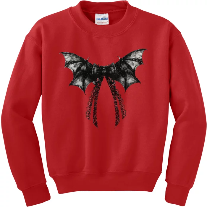 Halloween Bat Gothic Coquette Bow Retro Halloween Kids Sweatshirt