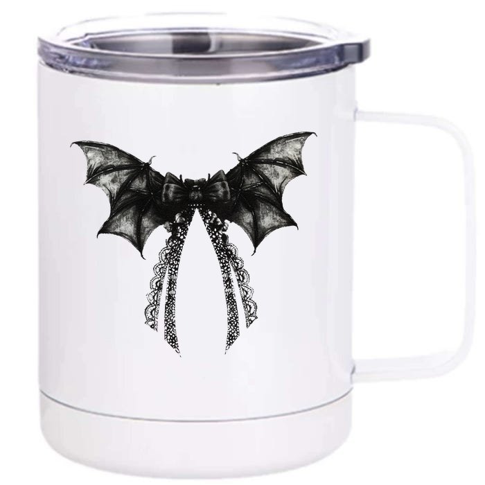 Halloween Bat Gothic Coquette Bow Retro Halloween Front & Back 12oz Stainless Steel Tumbler Cup