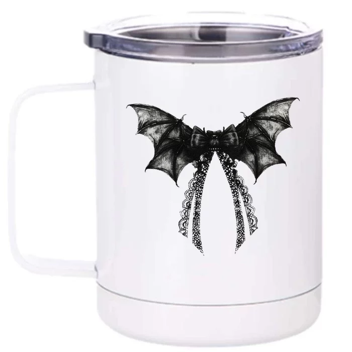 Halloween Bat Gothic Coquette Bow Retro Halloween Front & Back 12oz Stainless Steel Tumbler Cup