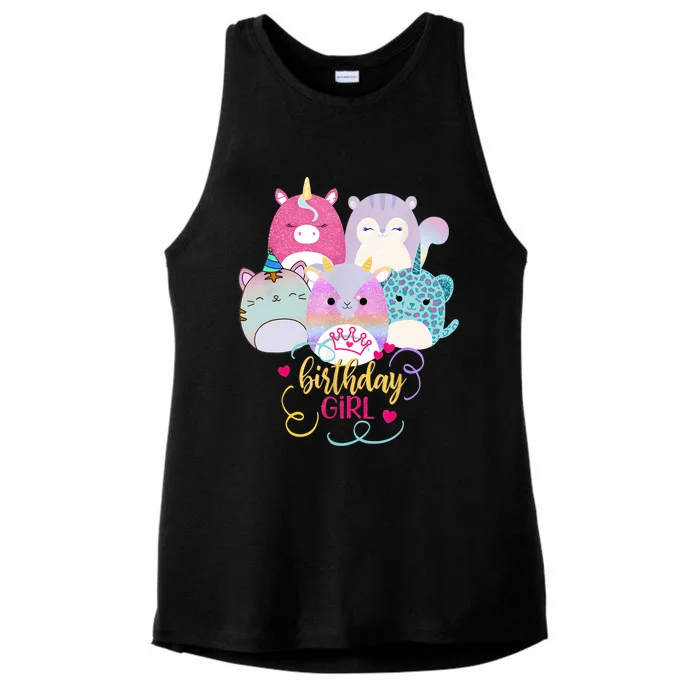 Happy Birthday Girl Squish Squad Mallow Girl Cute Ladies Tri-Blend Wicking Tank