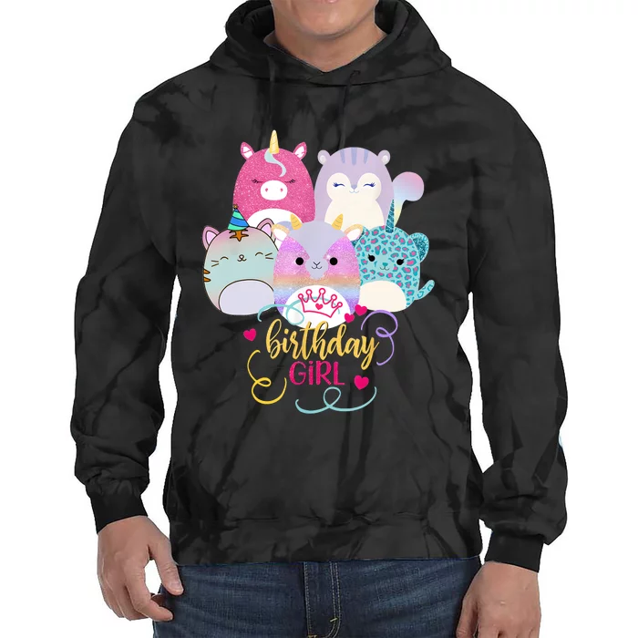 Happy Birthday Girl Squish Squad Mallow Girl Cute Tie Dye Hoodie