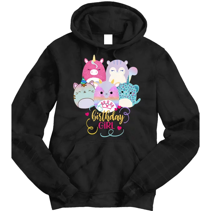 Happy Birthday Girl Squish Squad Mallow Girl Cute Tie Dye Hoodie