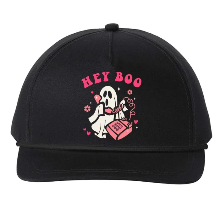 Hey Boo Ghost Halloween Snapback Five-Panel Rope Hat