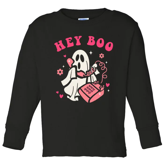 Hey Boo Ghost Halloween Toddler Long Sleeve Shirt