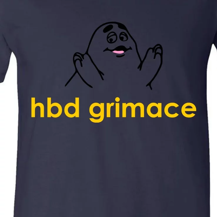 Happy Birthday Grimace HBD Funny Fast Food Meme V-Neck T-Shirt