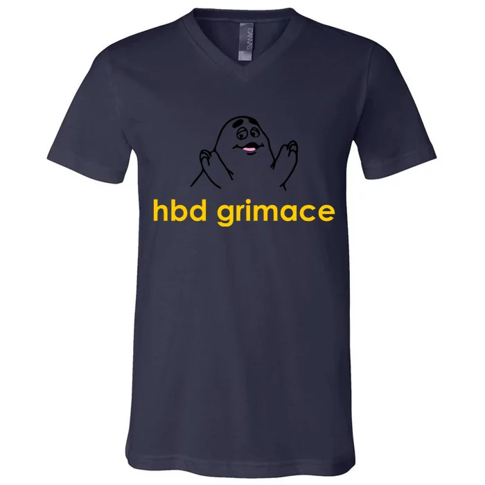 Happy Birthday Grimace HBD Funny Fast Food Meme V-Neck T-Shirt