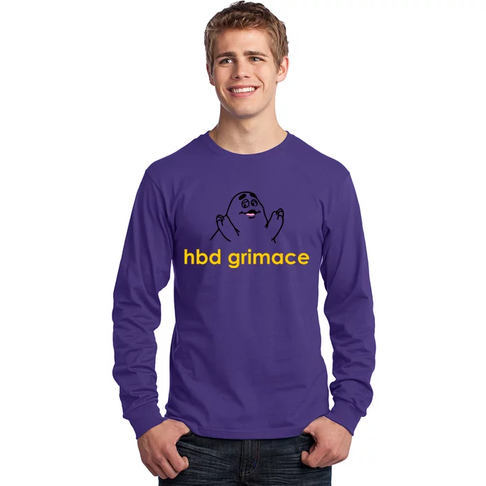 Happy Birthday Grimace HBD Funny Fast Food Meme Long Sleeve Shirt