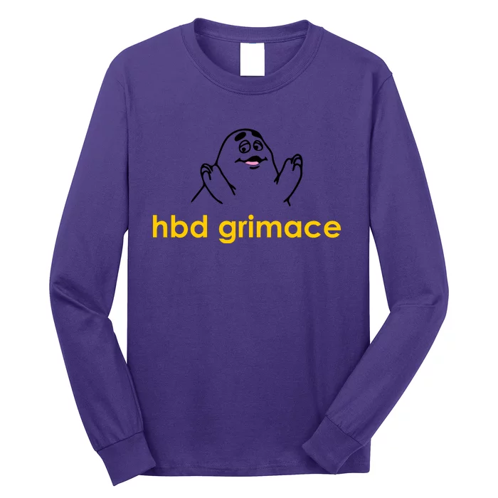 Happy Birthday Grimace HBD Funny Fast Food Meme Long Sleeve Shirt