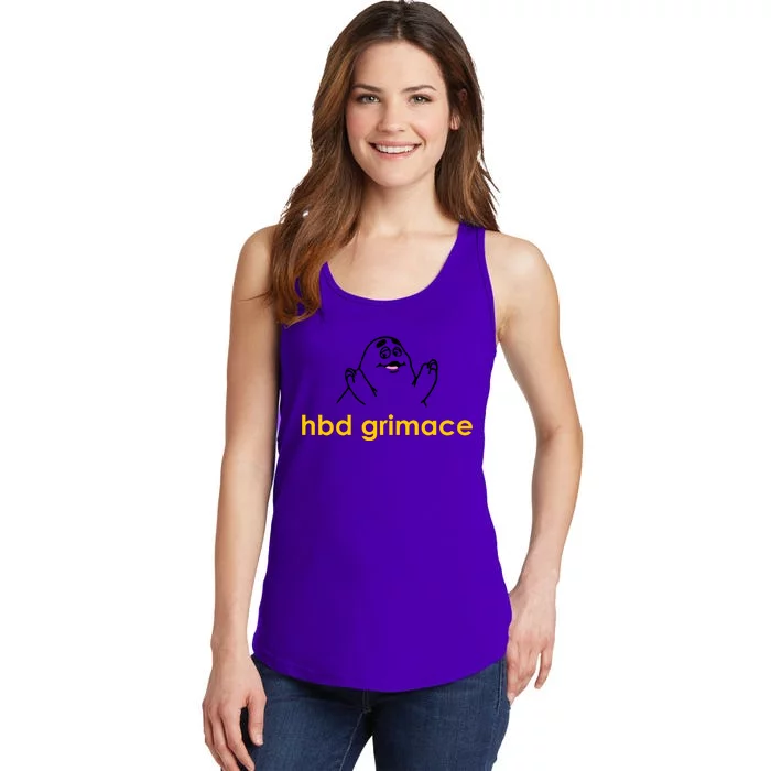 Happy Birthday Grimace HBD Funny Fast Food Meme Ladies Essential Tank