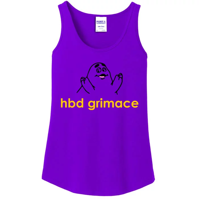 Happy Birthday Grimace HBD Funny Fast Food Meme Ladies Essential Tank